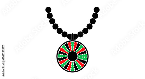 Roulette Wheel Pendant Necklace, Casino Gambling Charm, Black Beads Chain, Luxury Jewelry