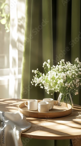 table curtain flowers coffee poster background