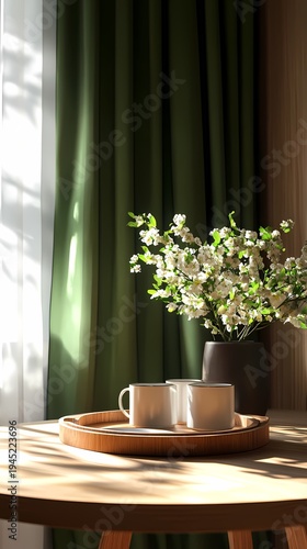table curtain flowers coffee poster background