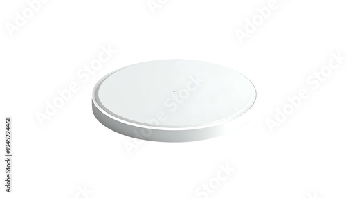 White, circular, raised platform against a black backdrop, simple and clean