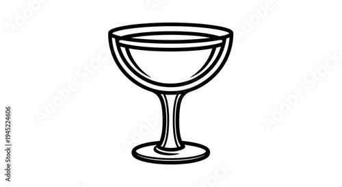 Minimalist Line Art of a Coupe Glass Filled with Liquid