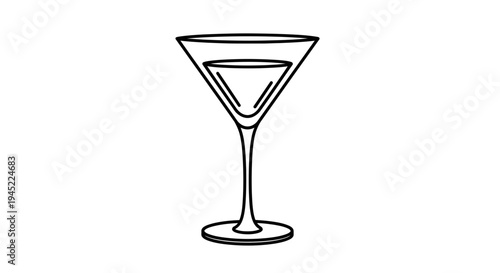 Minimalist Martini Glass Icon Vector Illustration