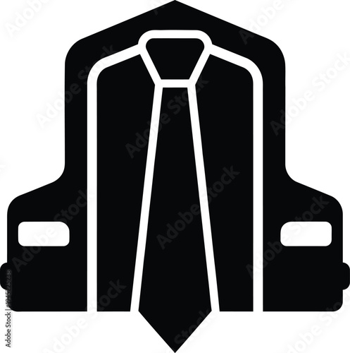 A sleek vector illustration of a business suit and tie in a car interior
