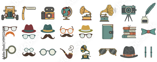 Vintage Gentleman Icons Set