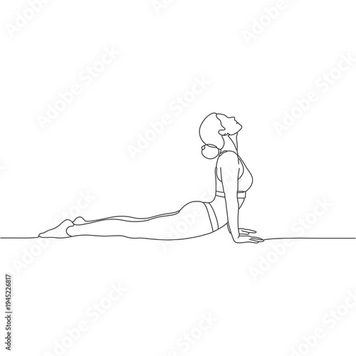 Minimalist line art of woman performing yoga pose