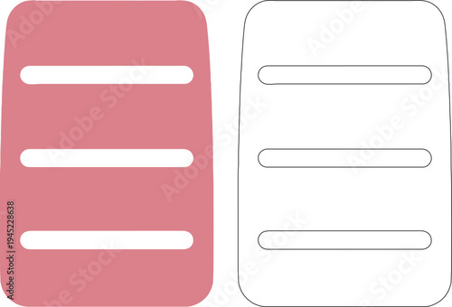 Rounded rectangle silhouettes with horizontal bars