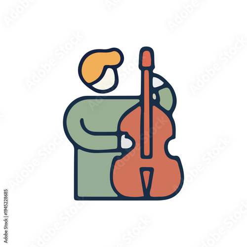 Musician Playing Double Bass Icon