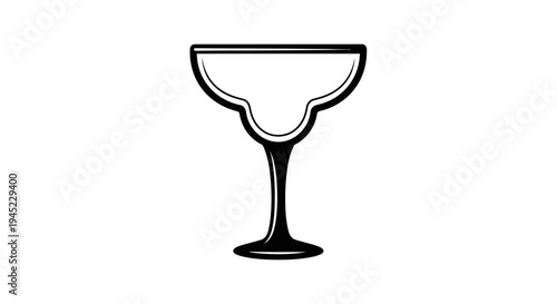 Classic Margarita Glass Icon, Simple Line Art Cocktail Drinkware, Isolated White Background