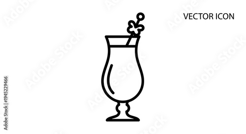 Cocktail Glass Icon Vector Art, Refreshing Drink Symbol