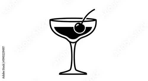 Cocktail Glass with Cherry Garnish - Minimalist Icon