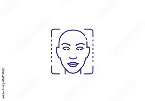 Facial Recognition and Biometric Identification Scanning Line Icon Vector
