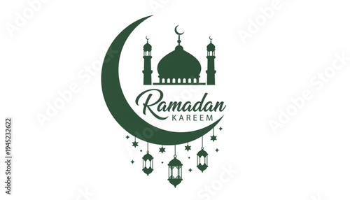 Ramadan Kareem Crescent Moon Mosque Lanterns Festive Islamic Holiday Celebration for Social Media Marketing and Web Design