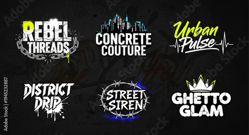 Collection of Urban Streetwear Brand Logos with Edgy and Modern Designs.