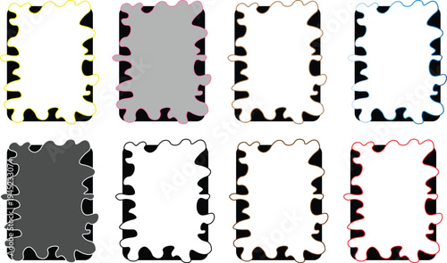 Set of 8 puzzle piece frames vector