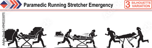 Paramedic Running with Stretcher, Concept of Medical Emergency, First Responder and Life Saving