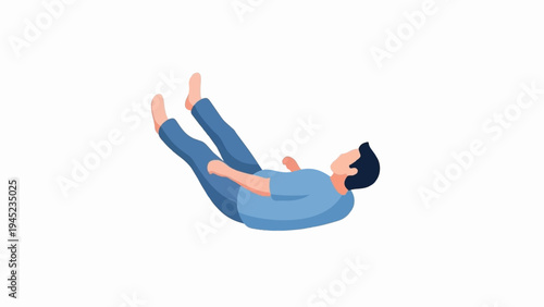 Person falling backwards wearing blue clothes