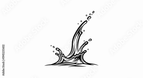 Dynamic water splash with droplets and bubbles rising upwards