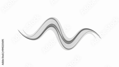 Grayscale abstract brush strokes forming a wavy line on a white background