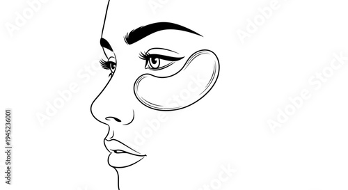 Woman's Eye with Under-Eye Patches, Eyeliner, and Mascara - Minimalist Line Art