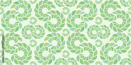 植物モチーフの渦巻き模様の繰り返しパターン