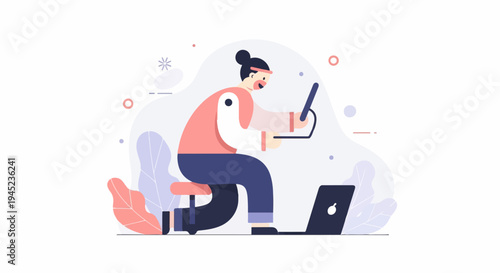 Person on exercise bike using laptop