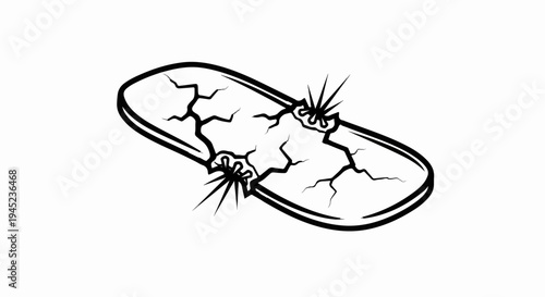 Cracked oval shape with sharp shards protruding from the surface