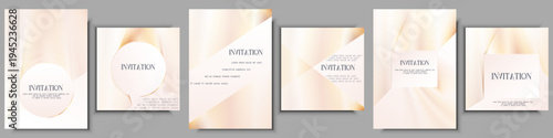 White Golden luxury invitation Template card big set, Premium geometric gold line frame typography design, Elegant background for advertising, wedding, gala, grand opening, invitation, layout