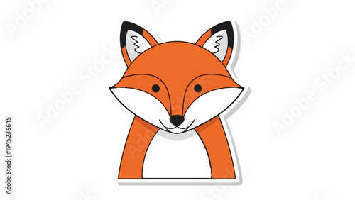 Cute cartoon illustration of a fox with big ears and a friendly smile