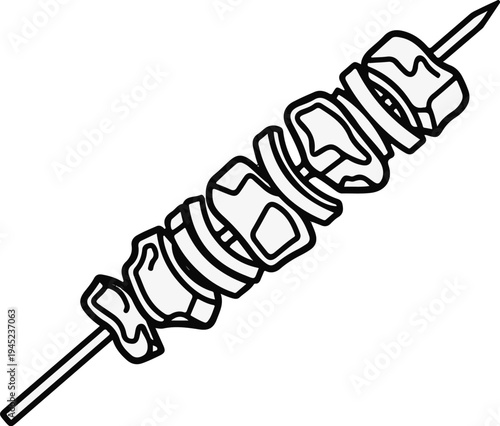 Delicious food on a stick, ready for grilling or eating