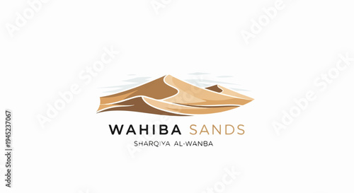 Desert landscape logo with sand dunes and text