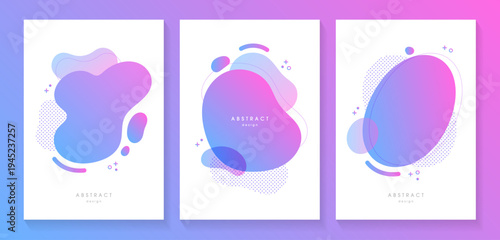 パープルグラデーションの流体曲線アブストラクト背景ベクター