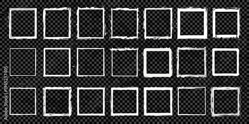 Collection of distressed polaroid frames on a transparent background