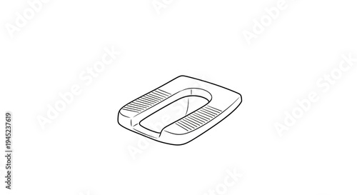 Squat Toilet Icon, Simple Line Drawing of a Traditional Asian Toilet Seat