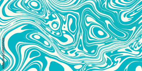 Abstract swirling pattern of turquoise and white resembling liquid marble
