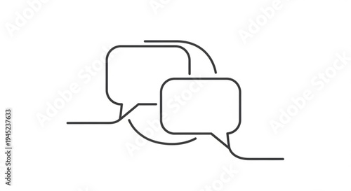 Two overlapping black speech bubbles on white background for communication and dialogue