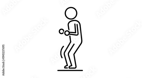 Stick Figure Exercising with Dumbbells, Fitness and Healthy Lifestyle Icon