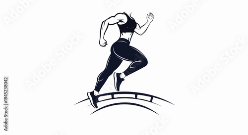 Fit woman in athletic wear running over a bridge