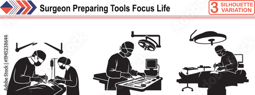 Surgeon Preparing Medical Tools, Concept of Surgical Precision, Life Saving Focus and Health Care