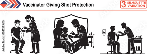 Vaccinator Giving Shot to Patient, Concept of Medical Protection, Health Care and Immunity