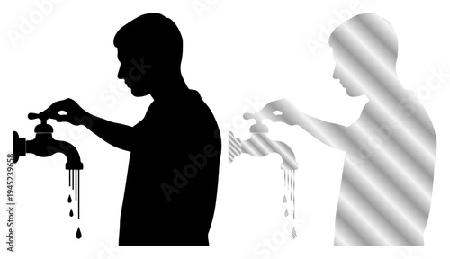 Person turning off a dripping faucet, illustrating water conservation and resource awareness.