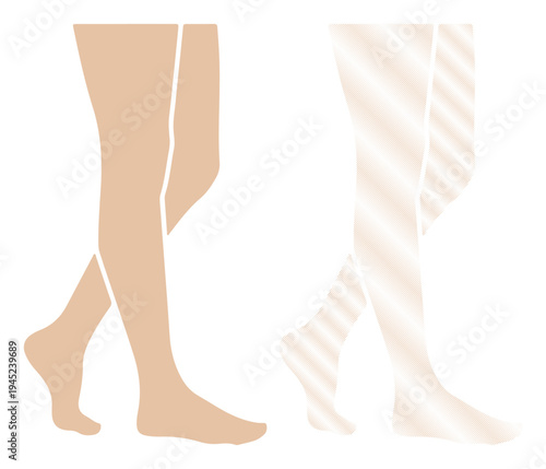 Elegant female legs displayed in nude and sheer hosiery options