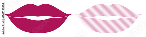 Bold magenta lips contrasting with delicate pink striped lips