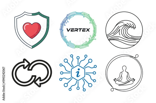 Modern technology and wellness icons for business and lifestyle