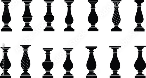 Set of black coffee mug silhouettes and tea cup icons in various shapes and sizes isolated on white background for kitchen and cafe design