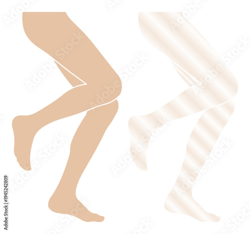Legs in motion, one in full color and one faded, representing change or progress.