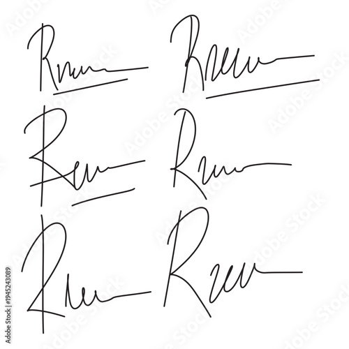 Handwritten signature. Manual signatures, manuscript sign for documents and hand drawn autograph lettering isolated vector set in eps 10.