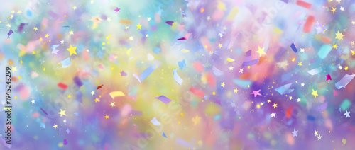 A celebration idea for Pride Month involves a blurred, whitening background with rainbow confetti and twinkle stars.