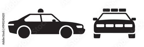Police vehicle icons showing side and front view perspectives for law enforcement graphics
