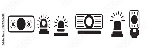 Assortment of automotive warning lights flashing beacons and projection signal elements here