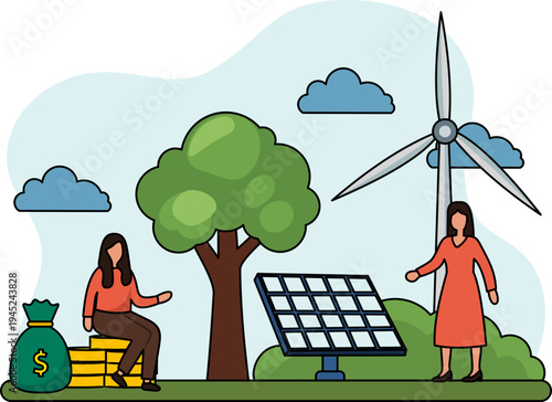 Illustration ESG Concept with Environmental, Social, and Governance Projects